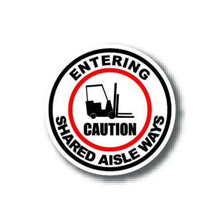 Ergomat 16in CIRCLE SIGNS - Caution Entering Shared Aislways DSV-SIGN 256 #1820 -UEN